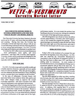 Corvette Market Letter & Price Guide