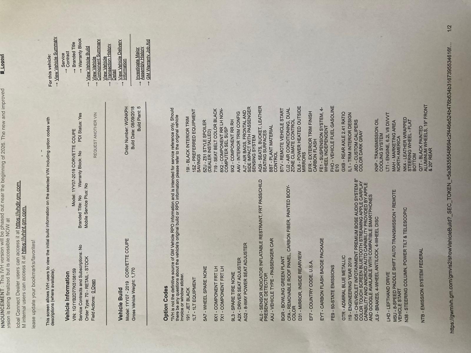 2019 corvette for sale